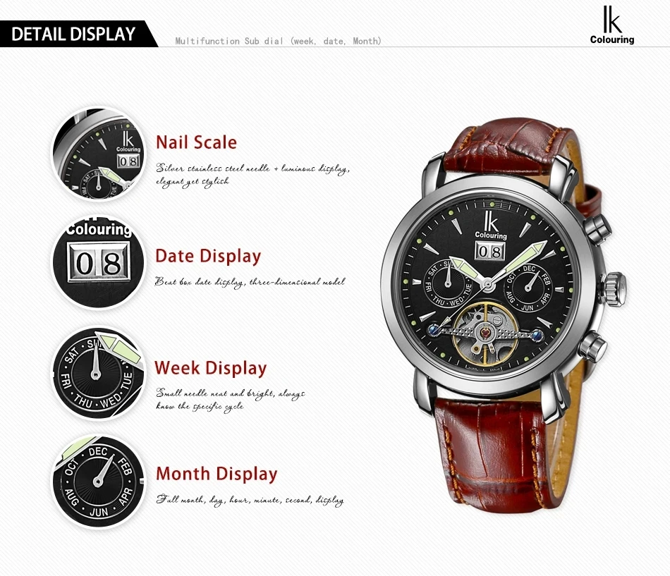 luxury mechanical watch tourbillon design men's watch high quality sapphire glass automatic date men's watch Mekaniska klockor