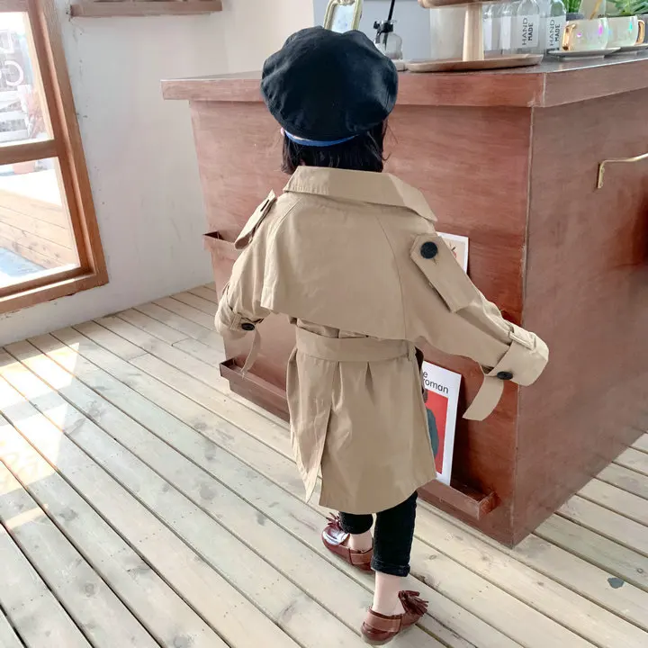 Модный Плащ-Тренч для девочек-подростков длинное ветрозащитное пальто 2019 г.