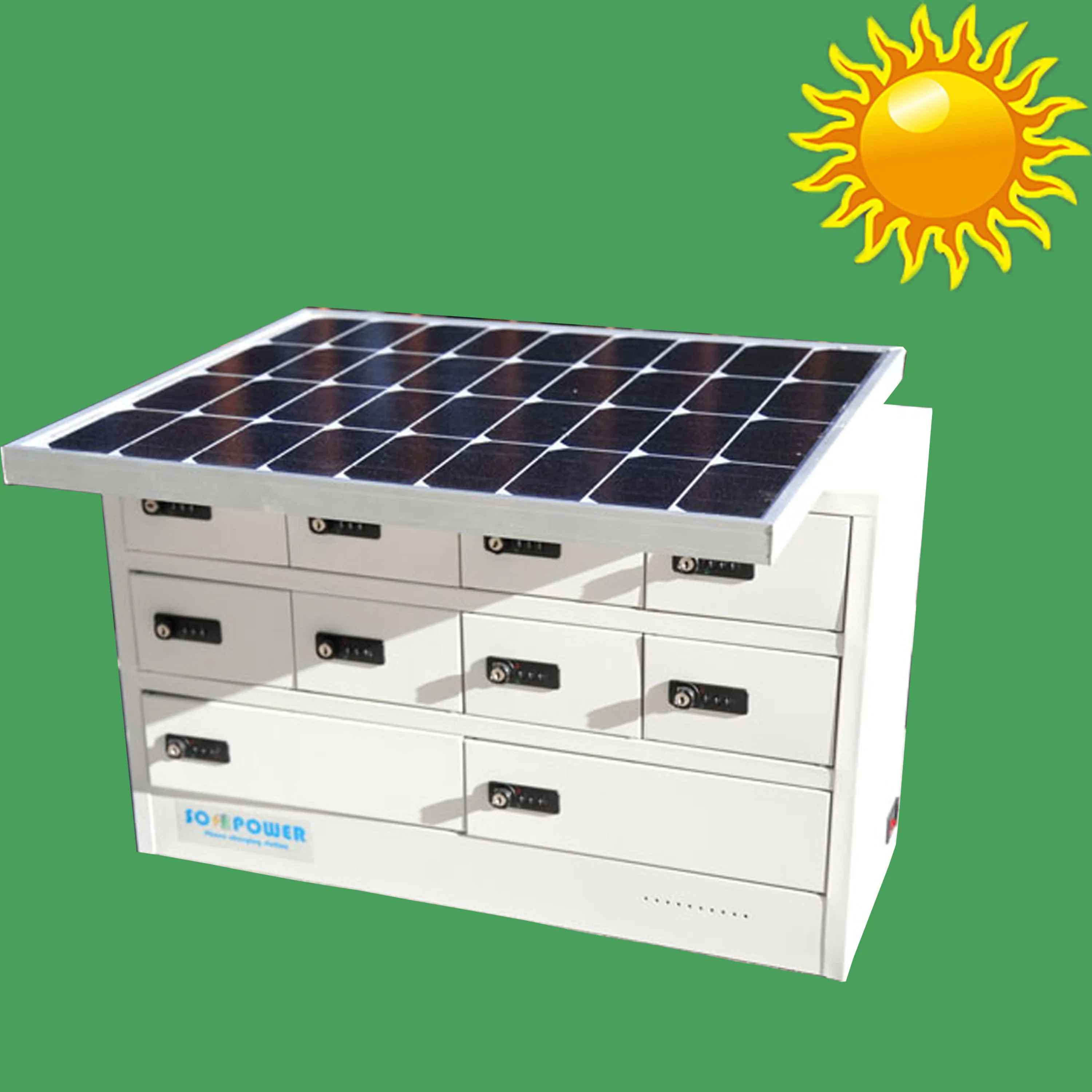 

solar powered mobile phone charging kiosk public charger external solar power bank charger