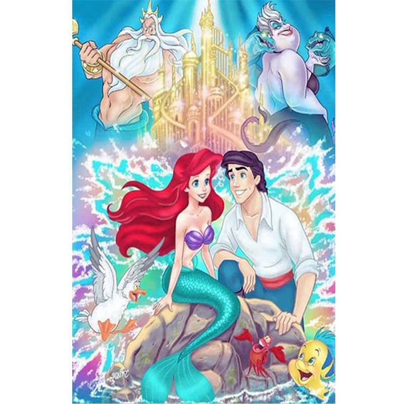 

DisneyThe Little Mermaid Ariel 5D DIY Diamond Painting full SquareRound Diamond Embroidery Cross Stitch Rhinestone Mosaic decor