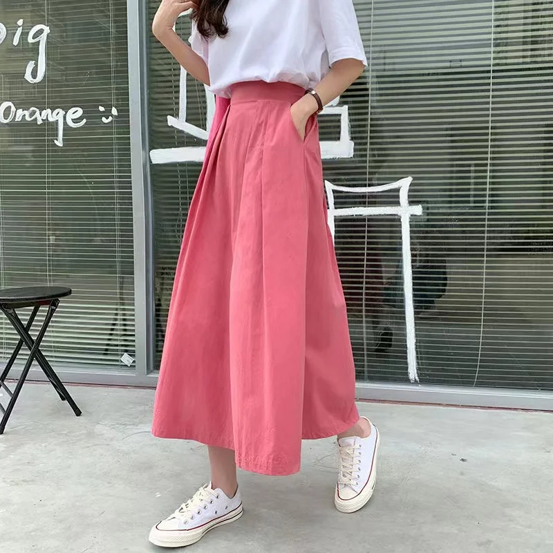 

Женская винтажная длинная юбка YBYR, однотонная трапециевидная юбка с высокой талией в стиле Харадзюку на осень и зиму