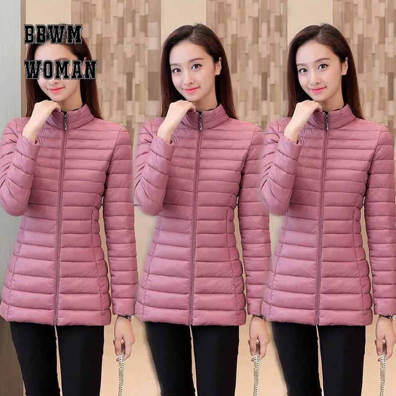 Теплая легкая женская куртка тонкая Корейская черная розовая бордовая 5 цветов