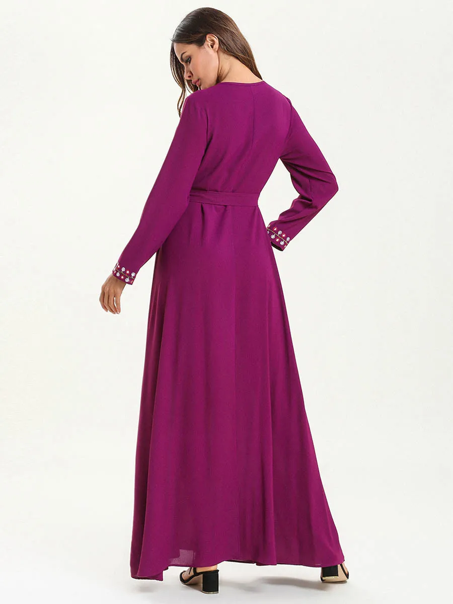 Модное женское Платье макси с вышивкой вельветовое повседневное теплое платье