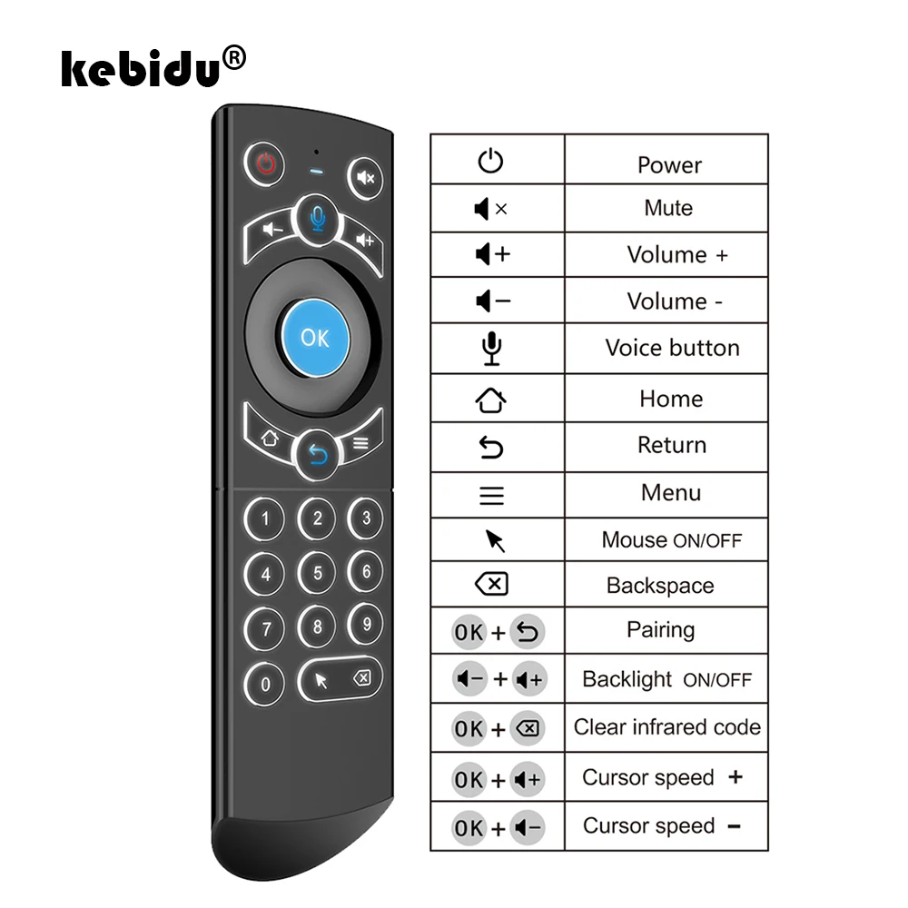 Универсальная беспроводная аэромышь kebidu с подсветкой 2 4 ГГц гироскоп голосовое