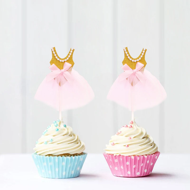 5 шт. Топпер для кексов девочек на день рождения украшение блестящее платье