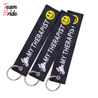 3 pcslot my therapist key chains for cars and motorcycle embroidery key ring chain for motor bikers gifts keychain jewelry