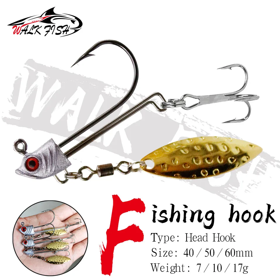 WALK FISH рыболовный крючок с головкой 7 г/10 г/17 г джиг-Спиннер одиночные тройные