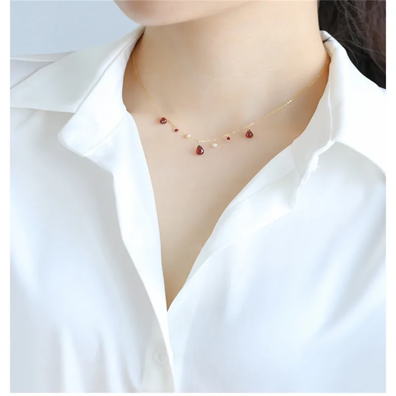 Ожерелье DAIMI Gypsophila с гранатом в форме капли воды Женские Подвески из натурального