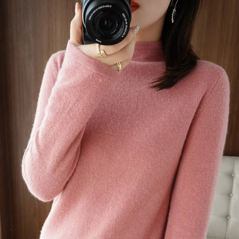 

turtle Neck Solid Cashmere Sweater Women Elegant Soft Warm Female Knitted Pullovers Basic Loose female Jumper drop shipping