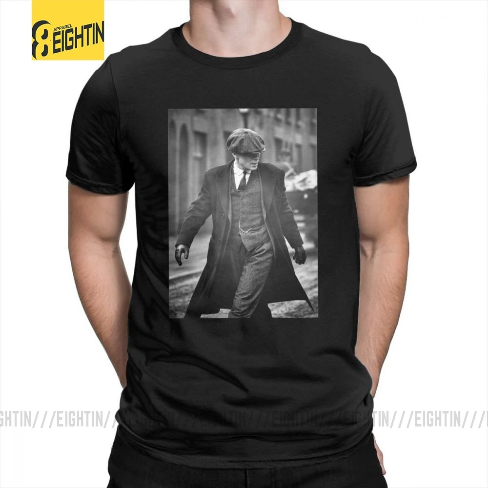 Peaky blinds рубашка и товары из очищенного хлопка классические футболки Летние футболки с коротким рукавом с вырезом лодочкой мужские футболки размера плюс - Цвет: Черный