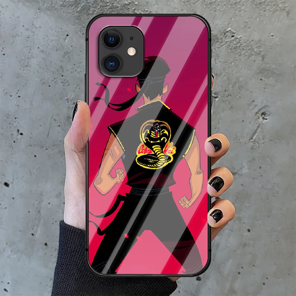 

Cobra Kai Phone Tempered Glass Case Cover For IPhone 6 6S 7 8 11 12 X Xr Xs Se 2020 Pro Max Plus Mini