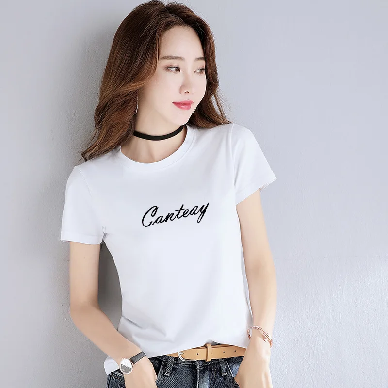 

Fashion Logo Printing T Shirts Women's Short Sleeve Fashion multi 100% cotton Female T-Shirts