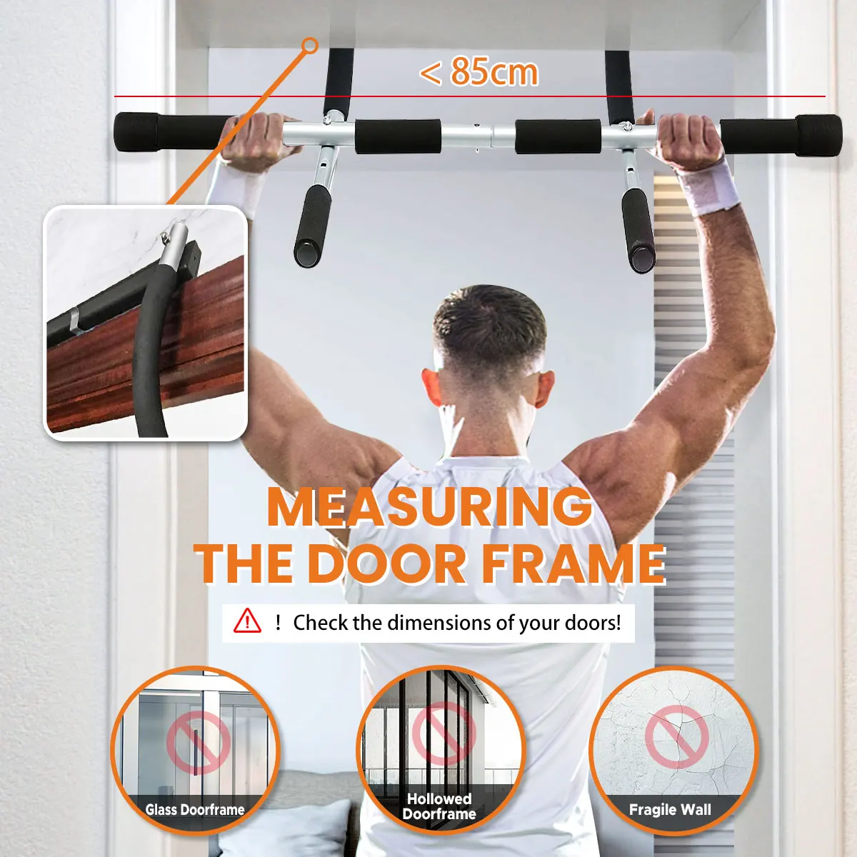 

Adjustable Gym Training Horizontal Bar Indoor Fitness Door Frame Pull Up Bar Wall Chin Up Bar Home Workout Fitness Equipments