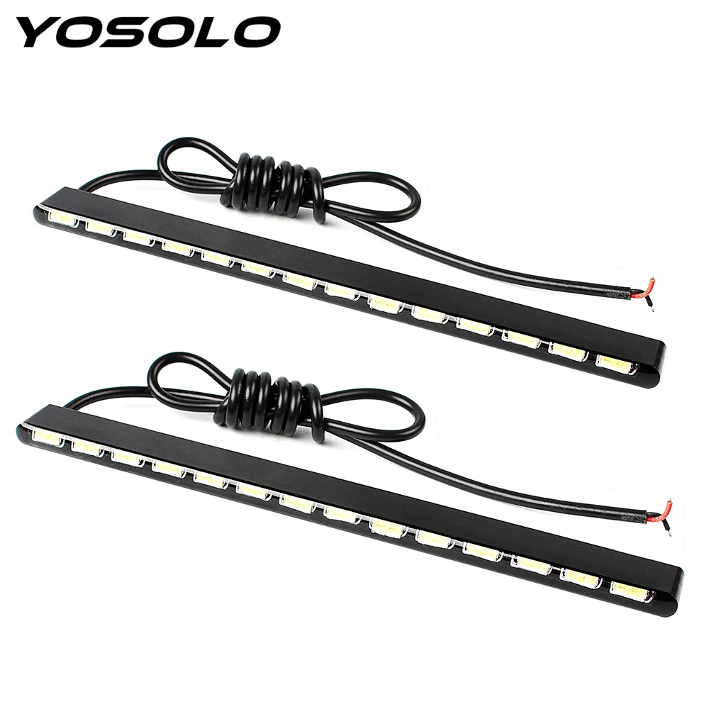 

2pcs 14 LEDs 7030 Car DRL Daylight Led Strip Car Styling Light Source Super Bright SMD Aluminum Housing Daytime Running Light