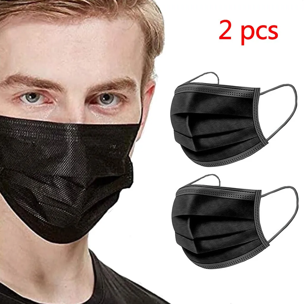 

2pcs Adult Face Mask Proof Protect Face Mouth Cover Outdoor Black Masks Dustproof Filter Pm2.5 Mask Party Decoration Facemask