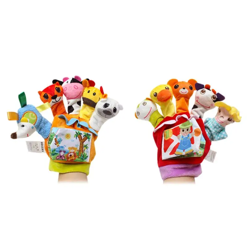 

Cartoon Animal Finger Doll Hand Puppets Glove Plush Toy Baby Early Education Toy