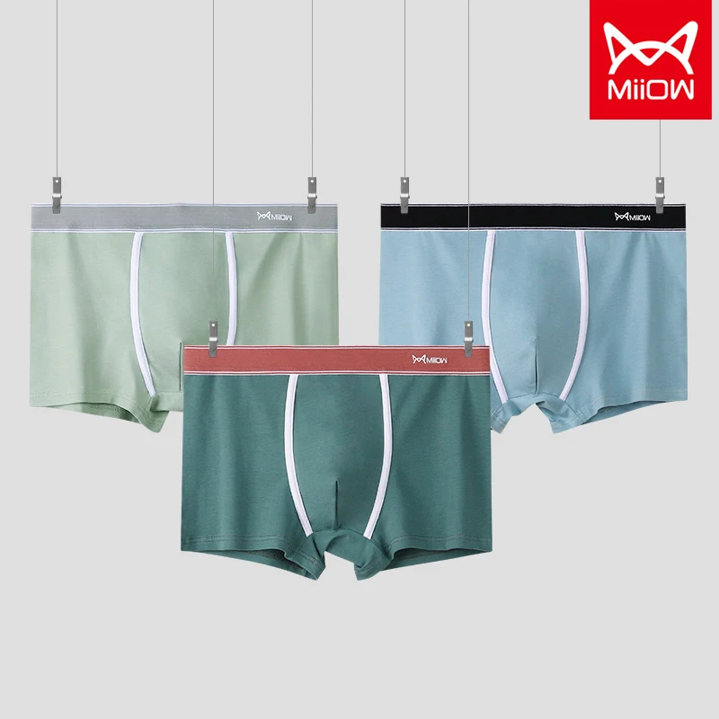 

MIIOW 3PCS Men's Underwear Graphene Antibacterial Contrast Color Boxer Pants