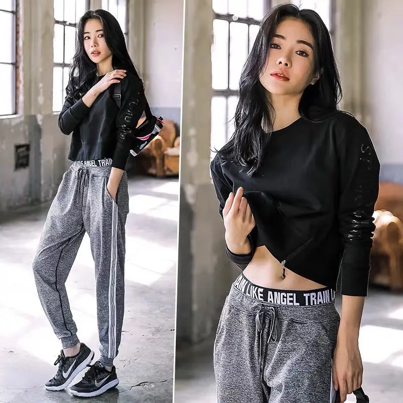 Женский сетчатый красный костюм для фитнеса с длинными рукавами весенне-осеннее