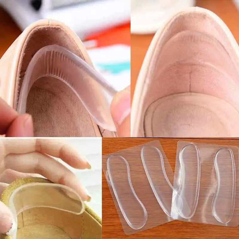 

2Pair Foot Care Gel Insoles Cushioning Relieve Heel Pain Heel Silicone Insole Pedicure Tools Heel Pad Stick Foot Massage Inserts