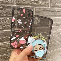 cartoon medicine doctor nurse phone case transparent for iphone 7 8 11 12 se 2020 mini pro x xs xr max plus