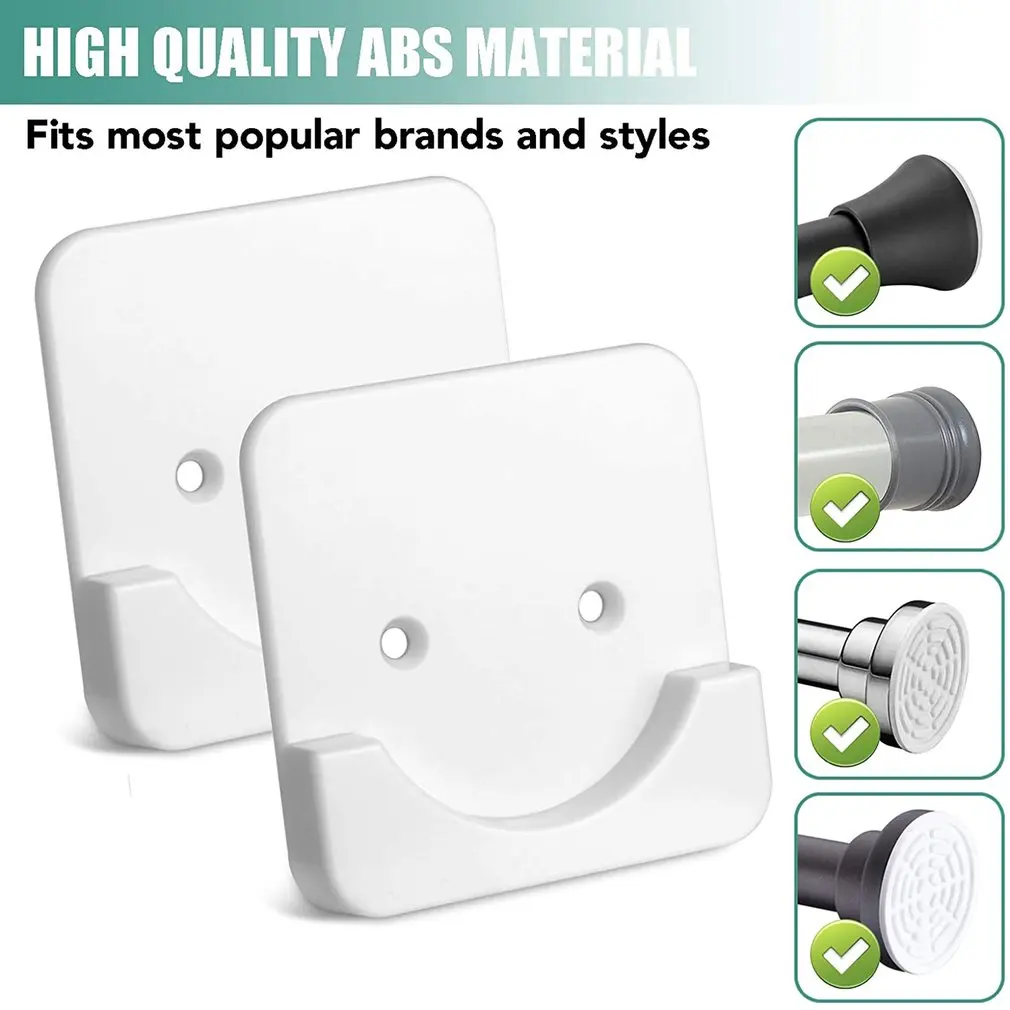 

2pcs Shower Curtain Rod Mounting Bracket Punch-Free Adhesive Rod Mounting Fixture Shower Curtain Rod Hook Bathroom Accessories