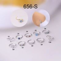 1pc stainless steel 0 8x8mm colorfull zircon hoop nose rings tiny heart flower nose ring piercing body jewelry