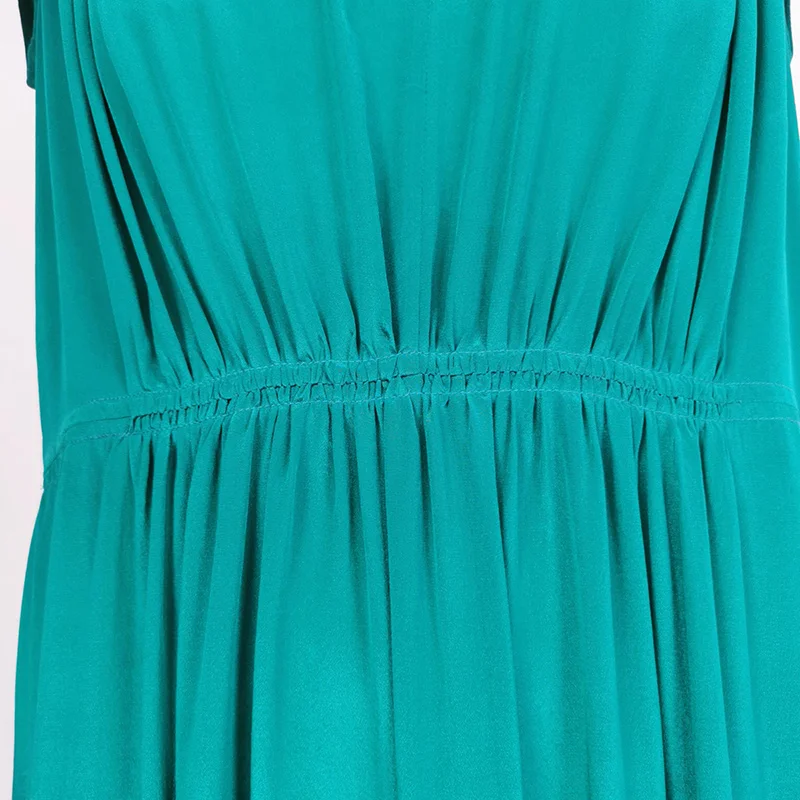 

POKWAI Women's 100% Silk Ankle-Length Dress V-Neck Summer Sleeveless Loose Off The Shoulder Dresses