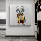 Абстрактная собака с наушниками картины на холсте цвет фотообои и принты Современные настенные картины для украшения гостиной