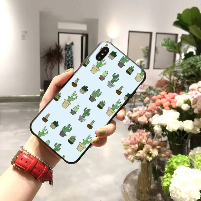 PENGHUWAN cactus plants summer Black TPU Soft Phone Case Cover for iPhone 11 pro XS MAX 8 7 6 6S Plus X 5S SE XR case | Мобильные