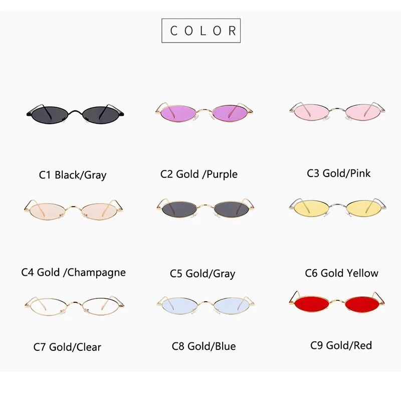 Солнцезащитные очки унисекс небольшие ретро-овальные в стиле хип-хоп винтажном