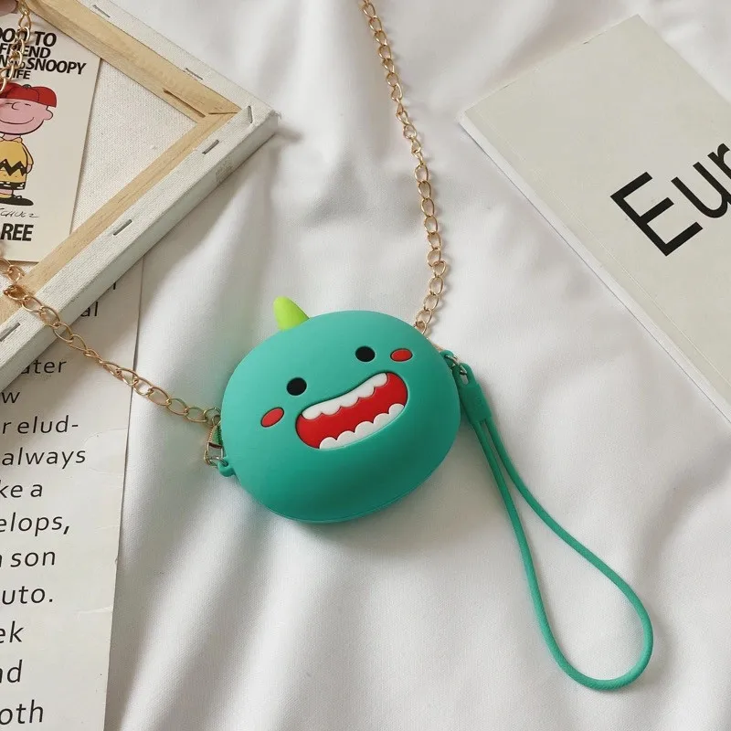 Милый мультяшный силиконовый портативный мини-чехол на молнии с круглой сумкой
