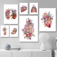 anatomy art medical canvas painting floral organs heart lung poster print student education hospital picture modern decoration