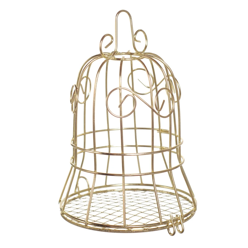 

10pcs / lot Golden Tinplate Bird Cage Bell Candy Box Romantic Wrought Iron Wedding Gifts Boxes party birthday Decor Supplies