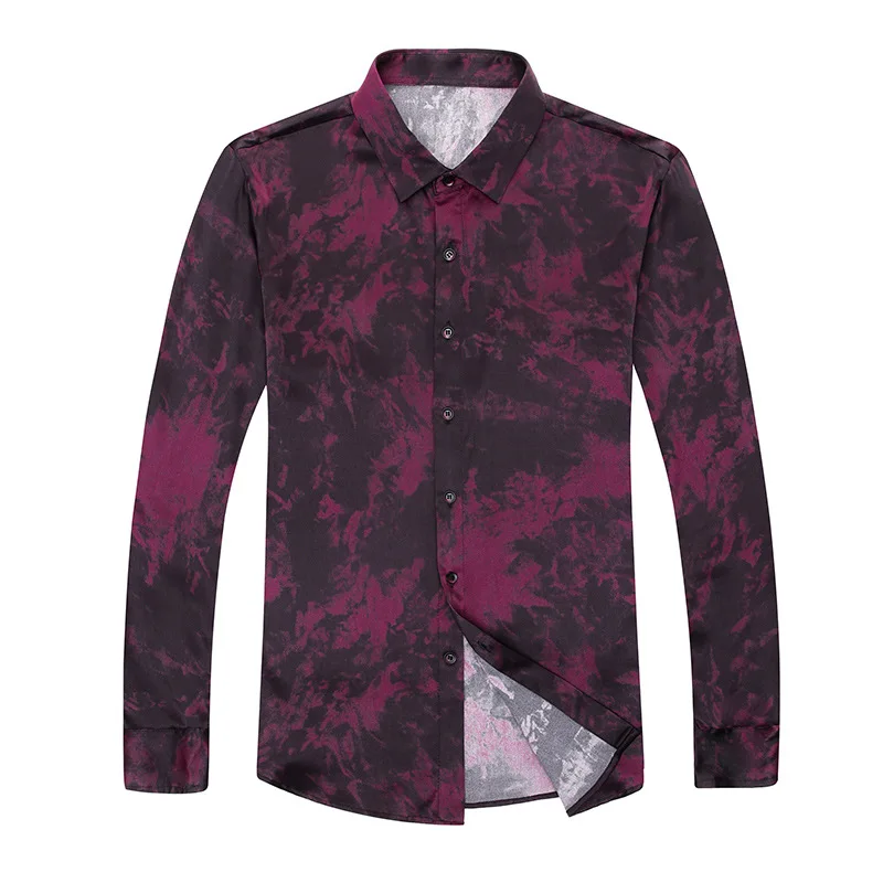 

Men's silk long sleeve shirt in spring and summer
