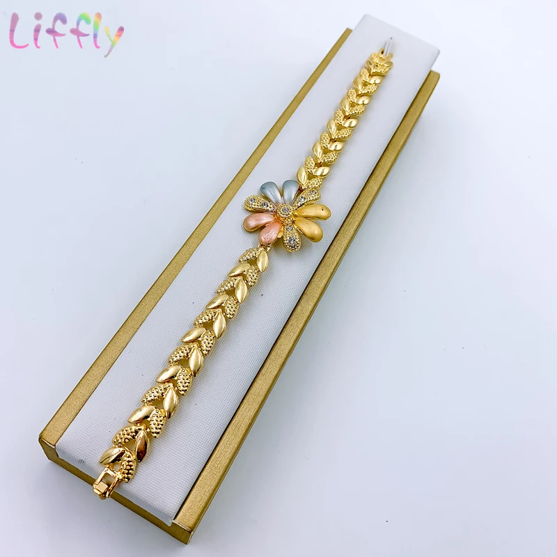 Liffly Nigerian Wedding Bridal Jewelry Luxury Dubai Gold Sets for Women Flowers Necklace African Beads Set | Украшения и