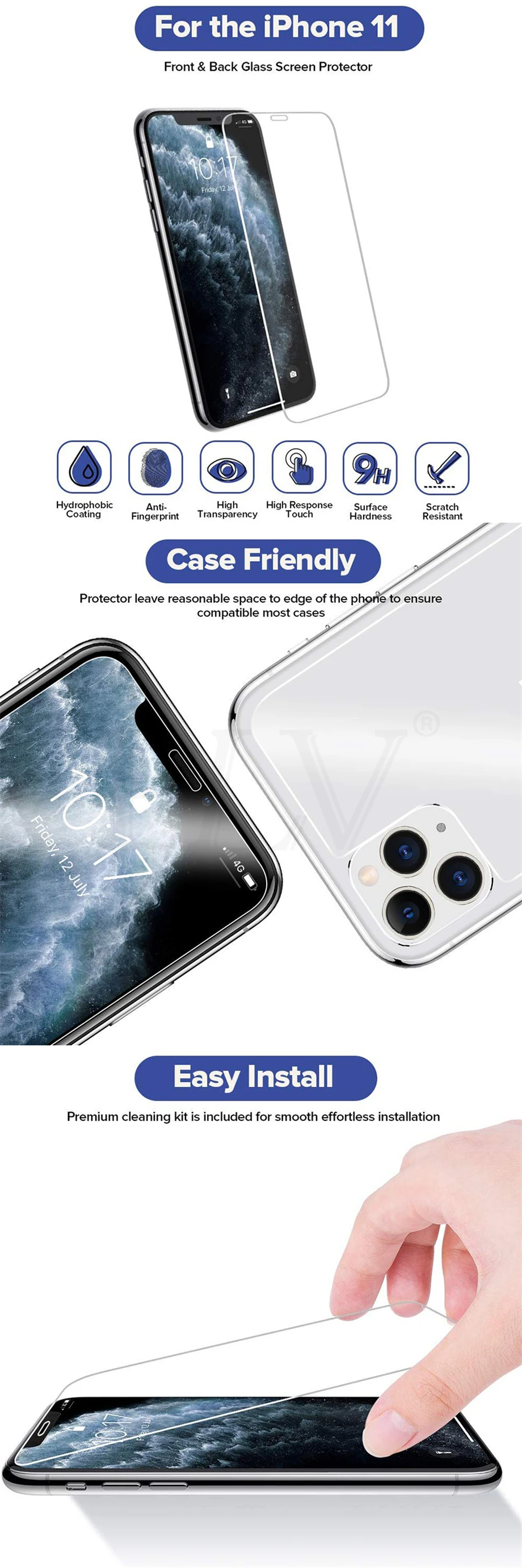 3 шт полное покрытие закаленное стекло для iphone 11 Pro Max стекло iphone X XR XS Max Защитная пленка для экрана для iphone 11 pro max