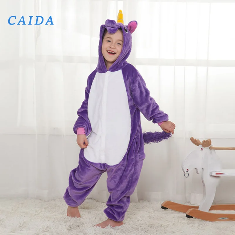 

CAIDA Children's Sleepwear For Boys Girls Unicorn Pajamas Flannel Kids Stich Unicornio Pijamas Set Animal Winter Dropshipping