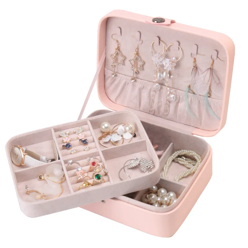 

candy color fashion women luxury jewelry box mini style leather Jewelry Storage Case for Home Travel girl gift 200805-69