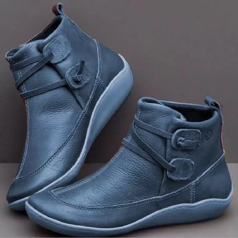 

Women's Ankle Boots Women Autumn Winter punk Vintage Women short Boots Woman Botas Mujer Flat Ladies Shoes big size 43 7hg9