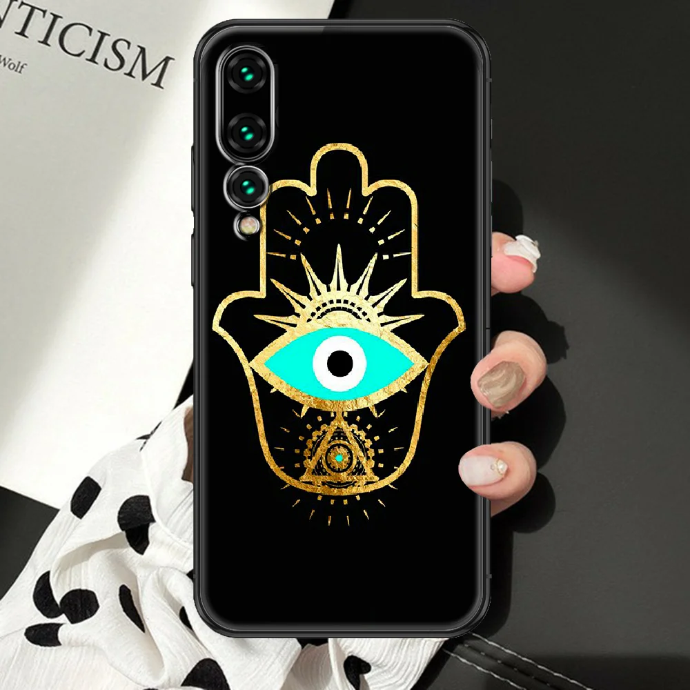 Evil eye Phone Case For Huawei P Mate P10 P20 P30 P40 10 20 Smart Z Pro Lite black fashion cell cover art Etui 3D shell luxury images - 6