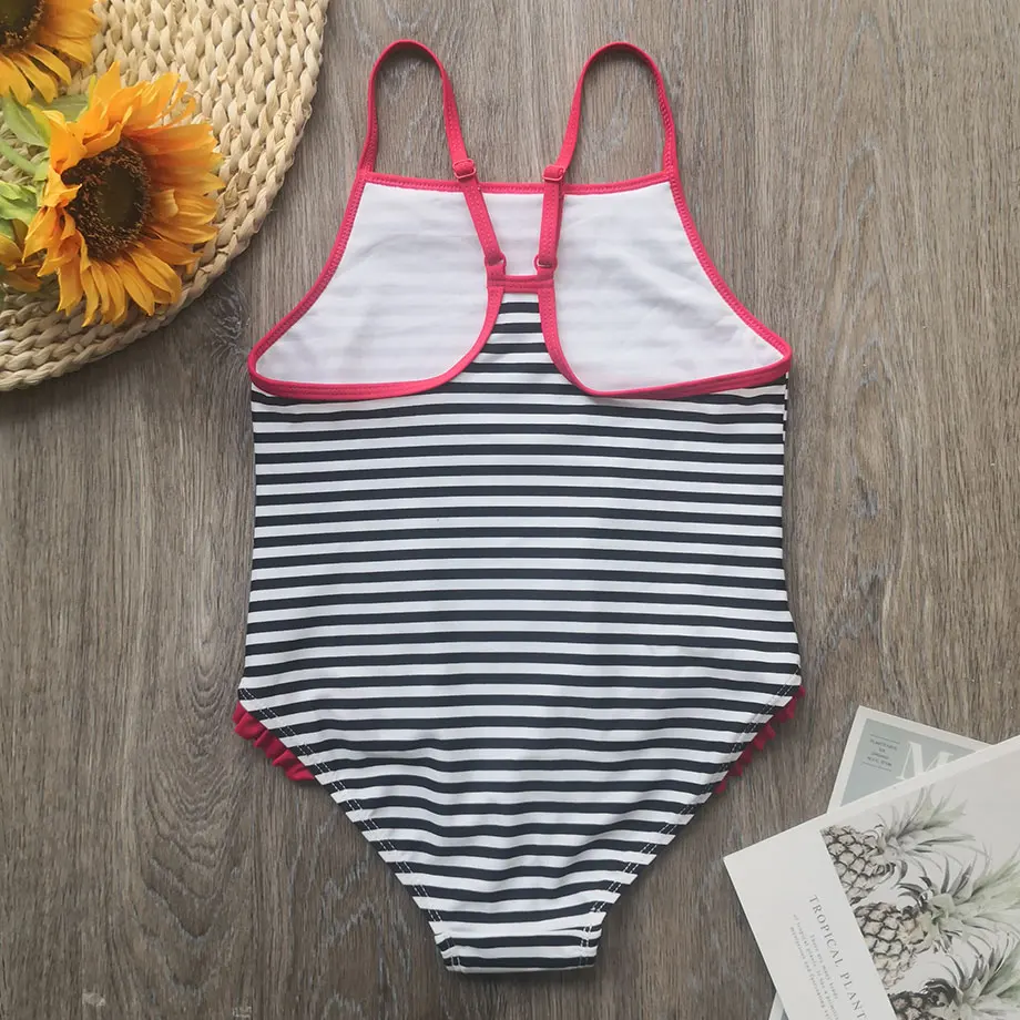 От 2 до 9 лет цельный купальник для маленьких девочек Детский купальный костюм в