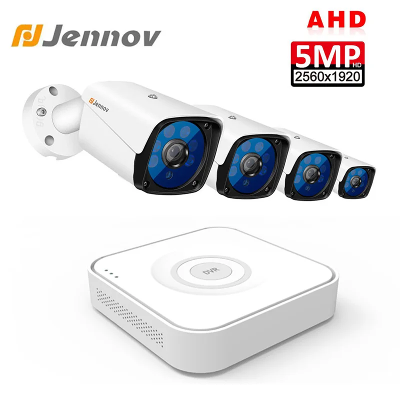 Камера видеонаблюдения Jennov 4 канала 5 Мп система безопасности IP наружное