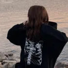 Осенняя уличная одежда, черный топ с принтом скелета, гранж, Готическая Толстовка большого размера, уличная одежда, Женский свитшот в стиле хип-хоп Y2k