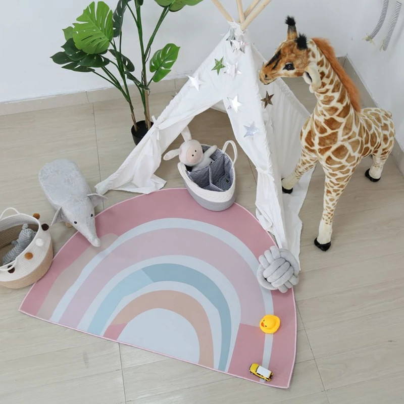 

K3NE Rainbow Baby Play Mat Kids Crawling Blanket Floor Rug Children Tents Carpet Bedroom Decoration Photo Props