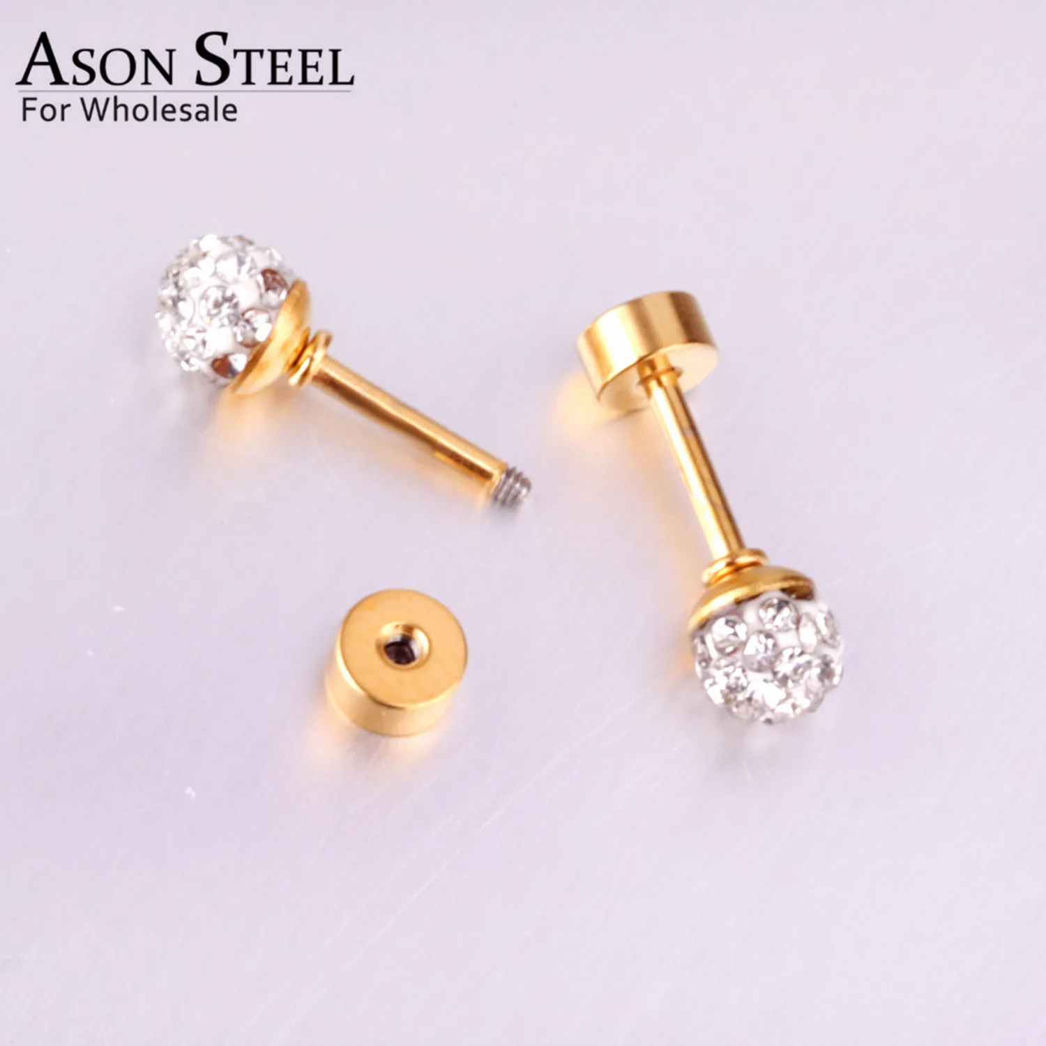 Женские серьги из нержавеющей стали с кристаллами золотистого/серебристого