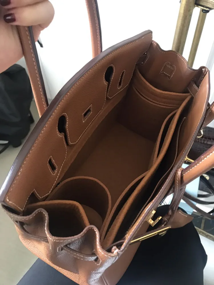 size-zip brown BK30 Подходит для H Bir kins 25 30 35 сумка-Органайзер для макияжа сумка-Органайзер для путешествий внутренняя портативная косметичка оригинальные сумки для организации - Цвет: size-zip brown BK30