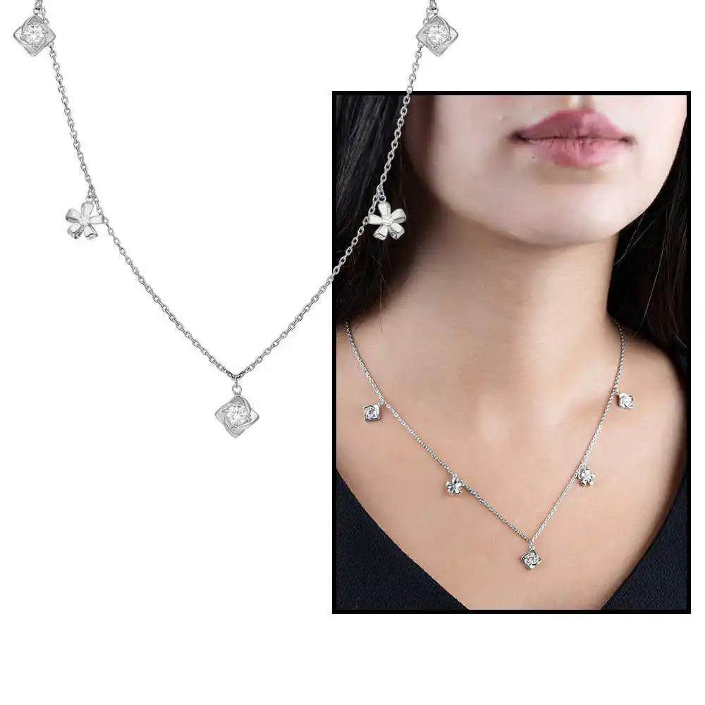 

Zircon Engagement-yasemen Blossom Kombinli 925 Sterling Silver Fortune Necklace