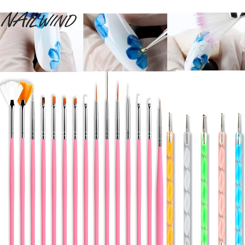Набор кистей для маникюра гель Nailwind наращивания ногтей акриловая пудра 3D Рисунок