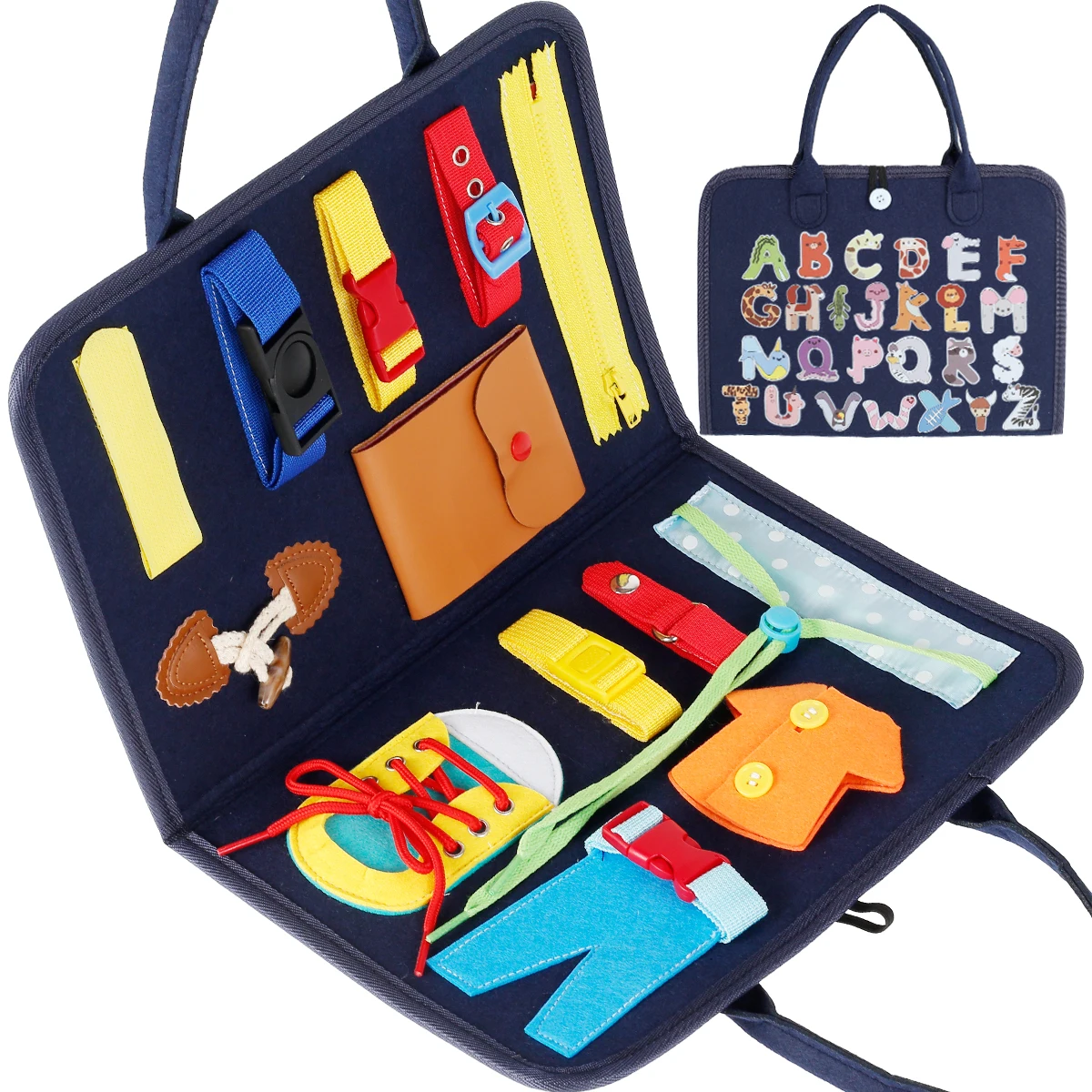 

Busy Board for 3+ Years Old Kids Felt Learning Sensory Board Preschool Educational Travel Toys Parent-children Interactive