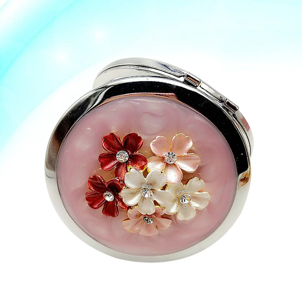 

Прозрачное винтажное компактное круглое складное женское зеркало для макияжа, античное карманное зеркало (цветы)